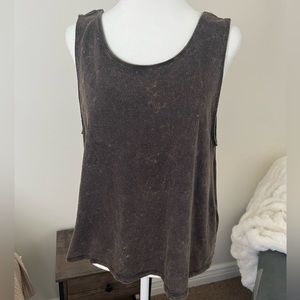 HOLLISTER | Acid Wash Dark Grey Black Tank Top Open Back